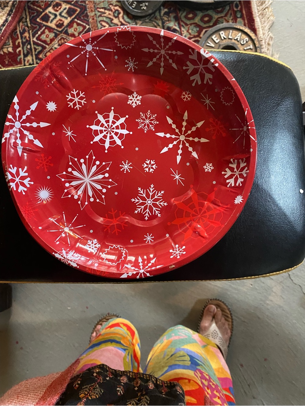 Red Snowflake Holiday Serving Bowl by